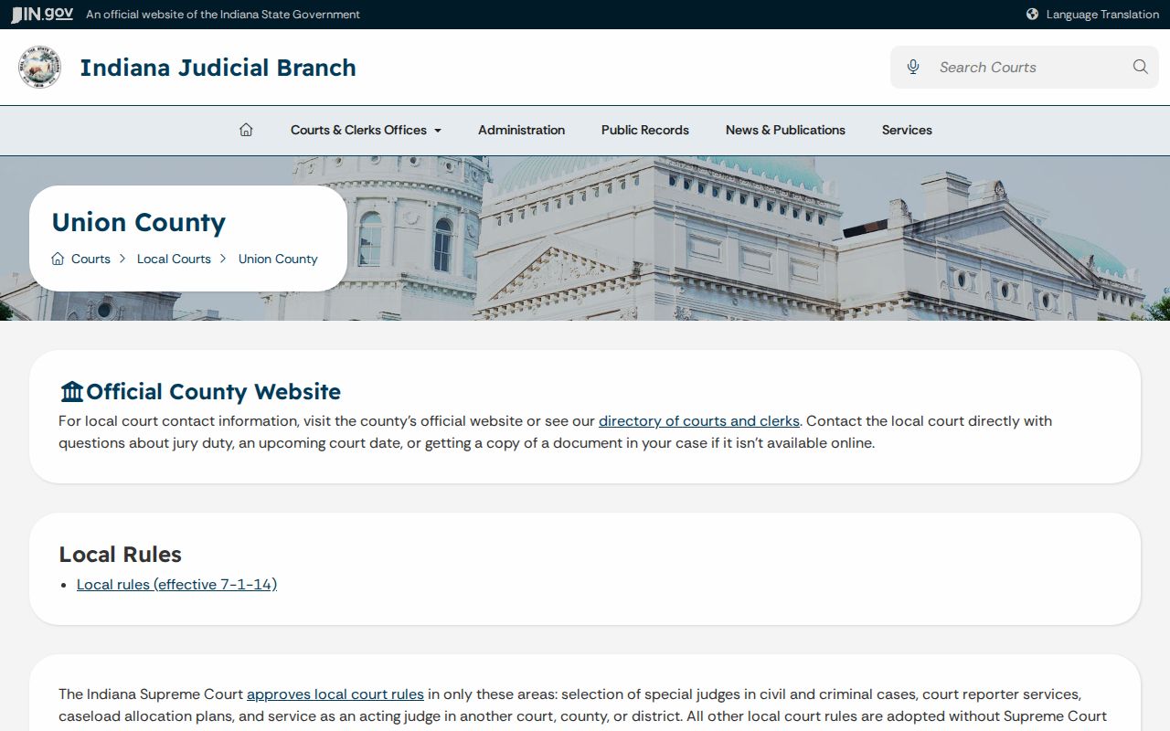 Union County court docket court identity