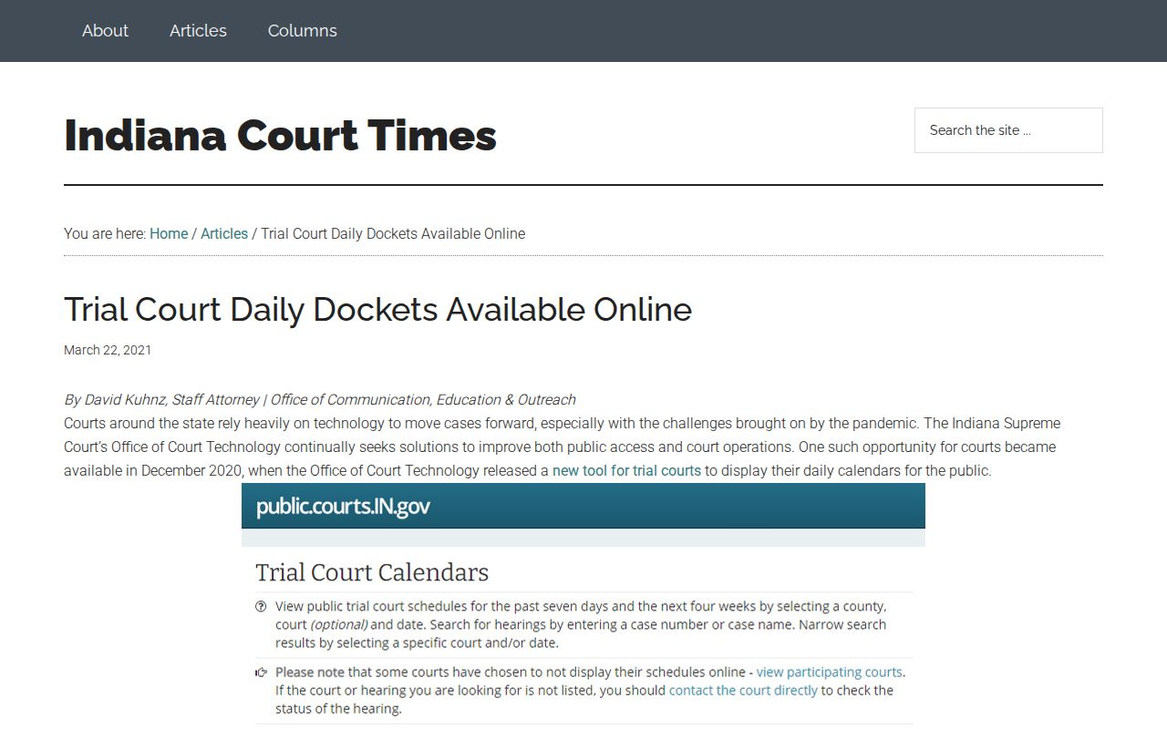 Union County court docket calendar participation guidance