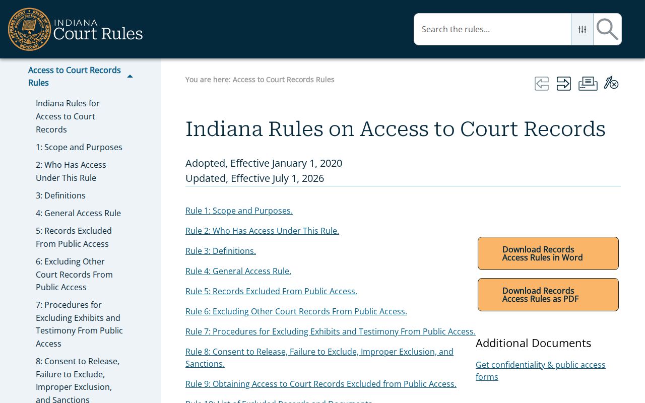 Union County criminal court docket Indiana access rules
