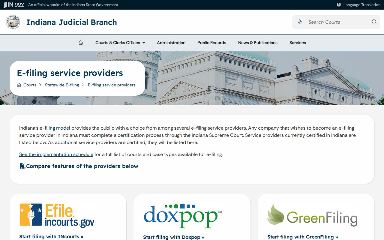 Indiana certified electronic filing providers