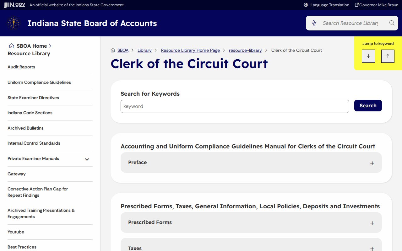 Indiana Clerk fee resource for court record copies
